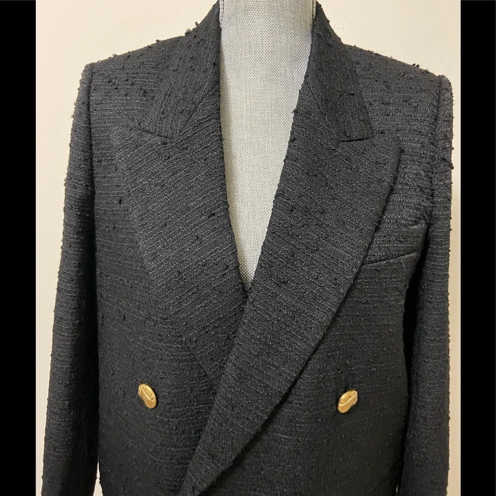 Zara Black Textured/Tweed Blazer - Picture 5 of 10